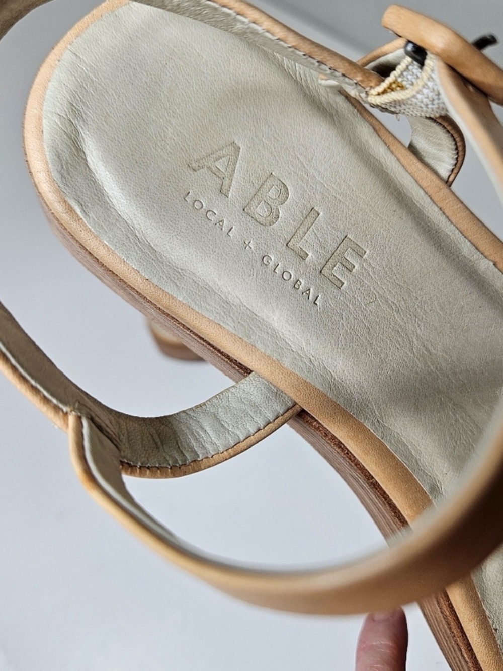 Able Larissa Platform Sandals Camel Nude Tan Leather Women's 9.5 - Picture 4 of 6